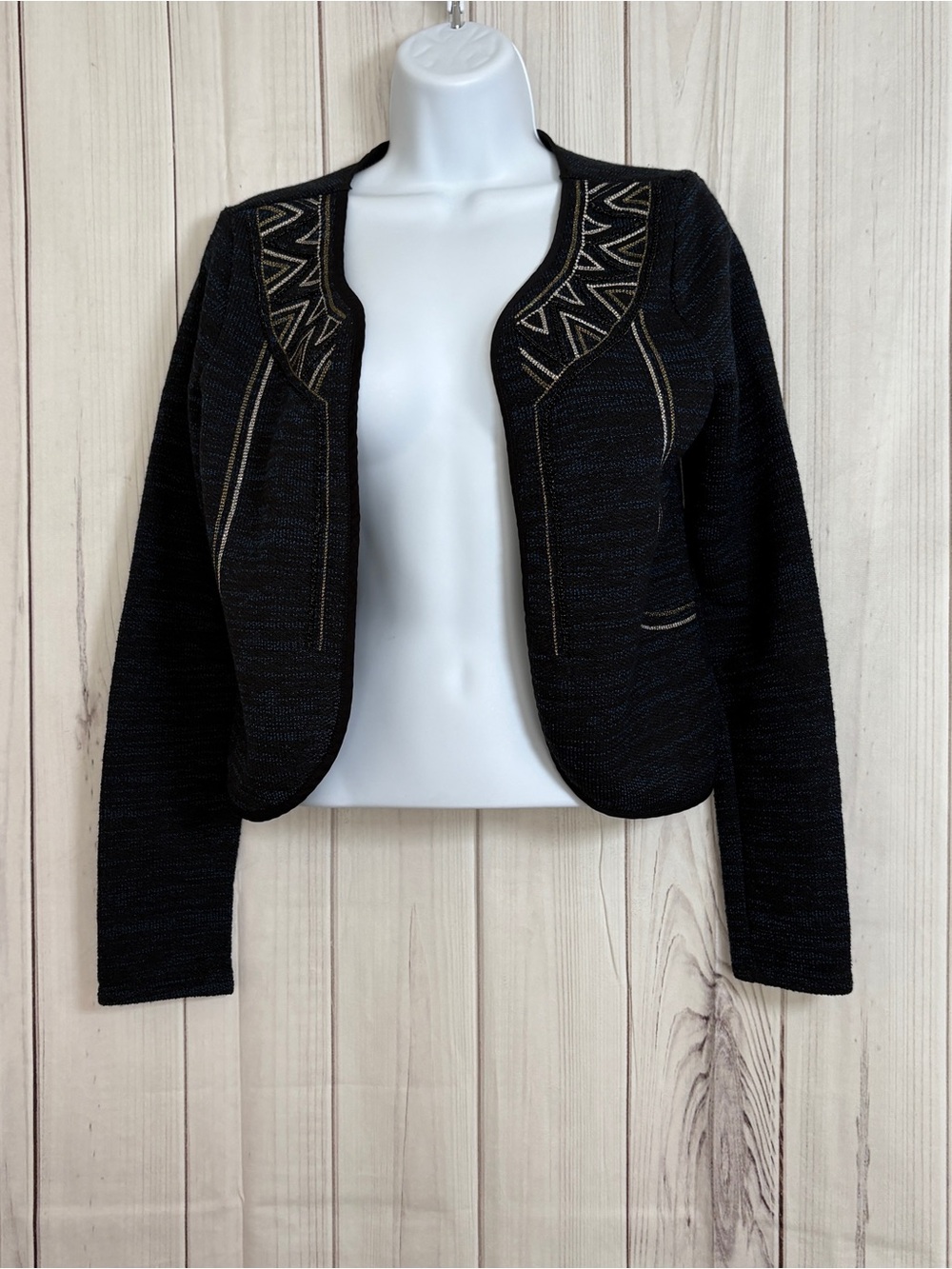 American Eagle Outfitters Blue Detail Stitching Open Cardigan Sweater